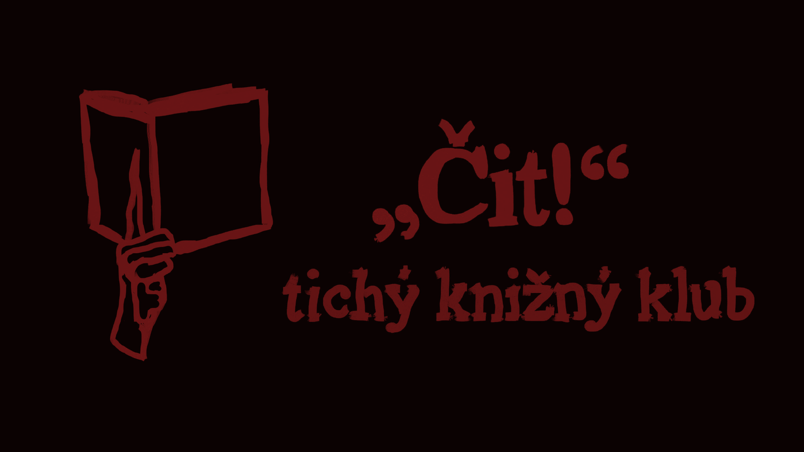 Grafika s knihou a nápisom Čit! tichý knižný klub.