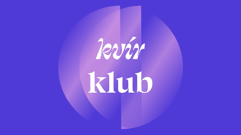 Grafika s nápisom kvír klub.